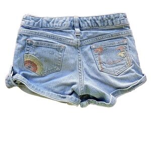 VINTAGE Y2K Tropical Embroidered OLD NAVY Girl’s Denim SHORTS Medium